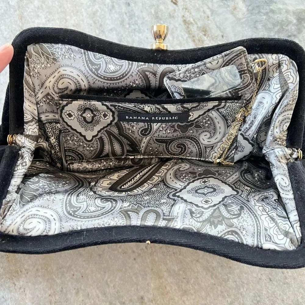 Banana Republic Black Velvet Clutch